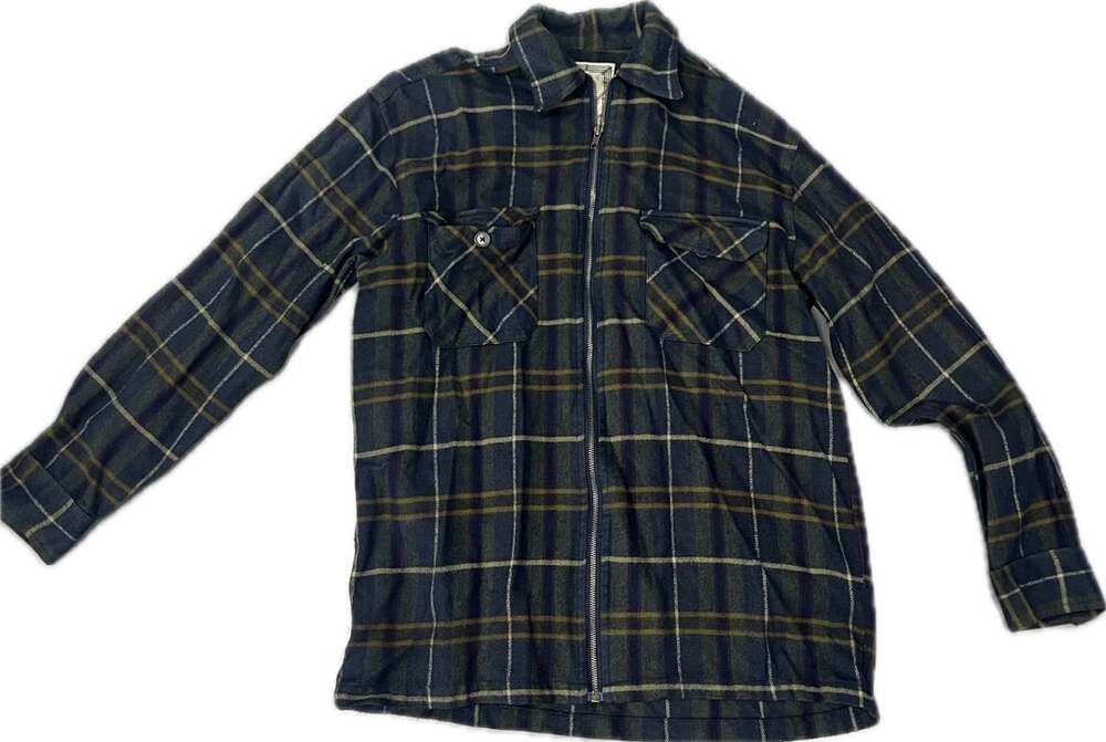 Nk Ranch Clothing Co Flannel Shirt Size M Blue Plaid Zip